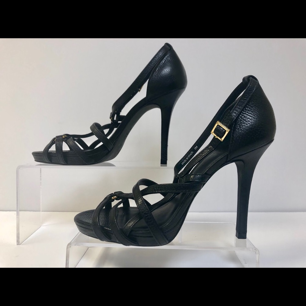 Tory Burch Elizabella Black Leather Strappy Heels